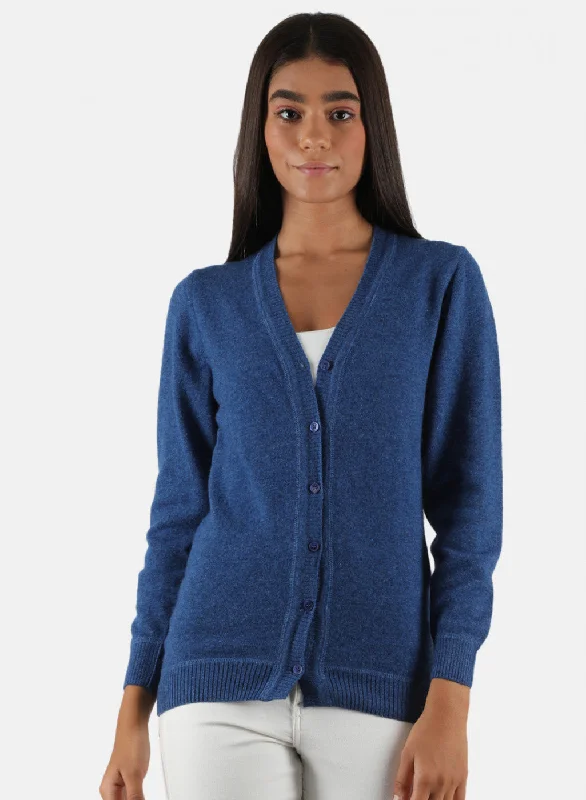 Women Blue Solid Cardigan