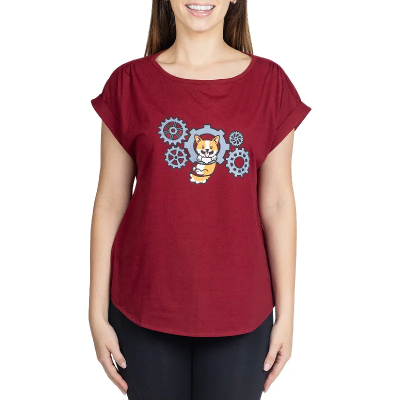 Corgi & Cogs Maroon Top