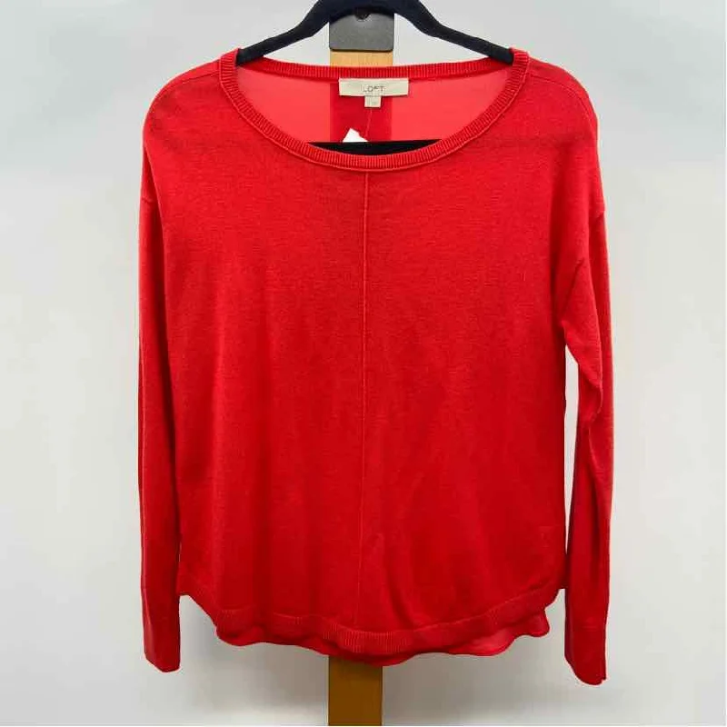 Loft Women's Size S Red Solid Long Sleeve Shirt