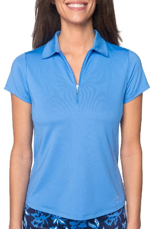 Zoo Blue Short Sleeve Zip Polo